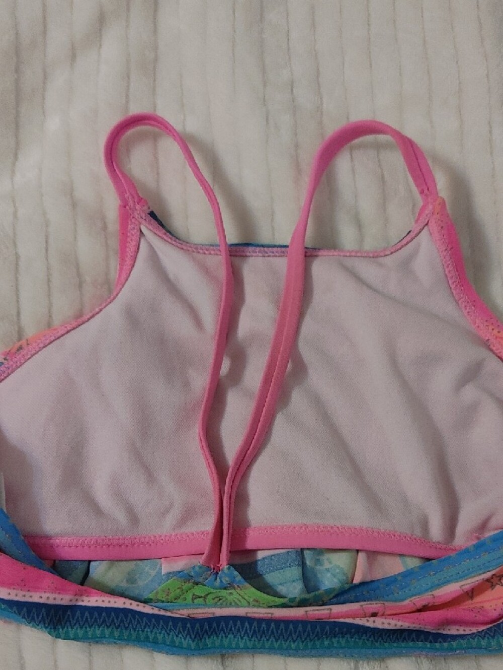 Arizona Jean Company Multicolor Striped Tank Top with Pink Straps - Picture 3 of 5